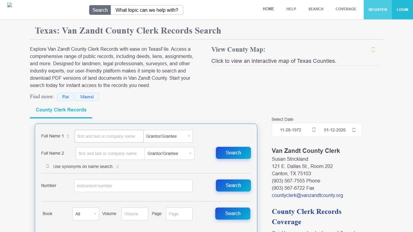 Van Zandt County Clerk Records Search | TexasFile